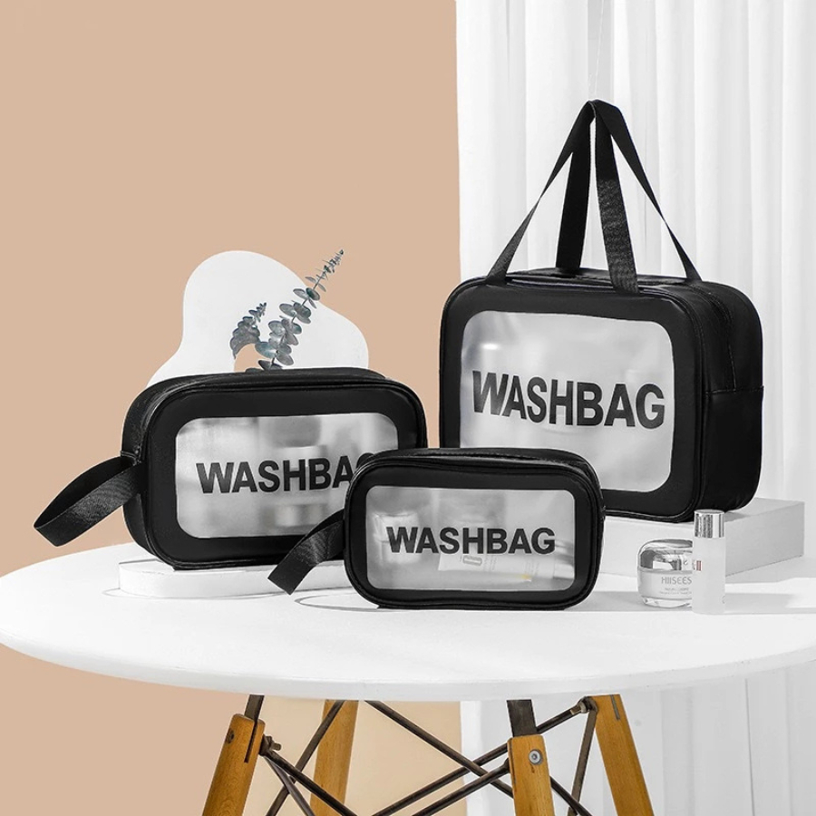 Kit 3 Tamanhos Bolsa Necessarie Transparente WashBag Organizadora Impermeável