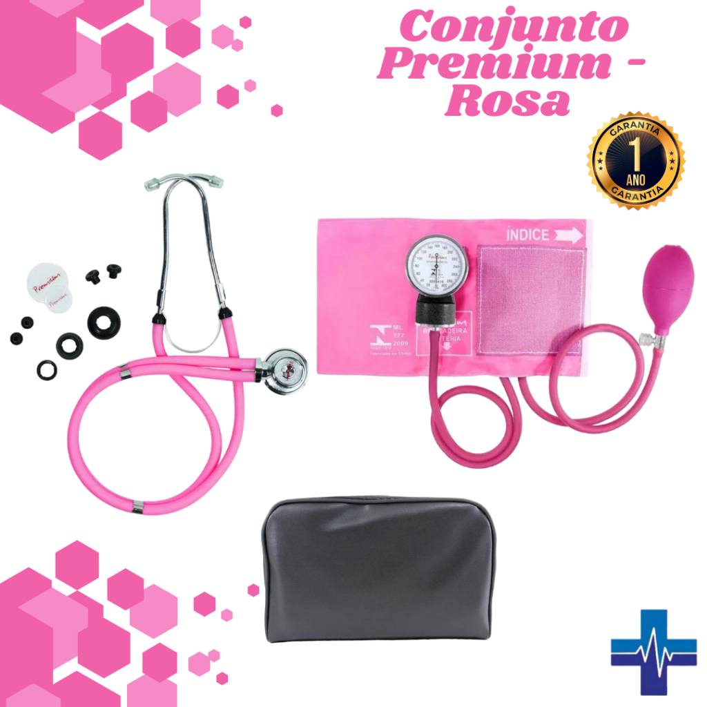 Aparelho de Pressão Premium + Estetoscópio Rappaport (Conjunto de Enfermagem) - 7 Cores