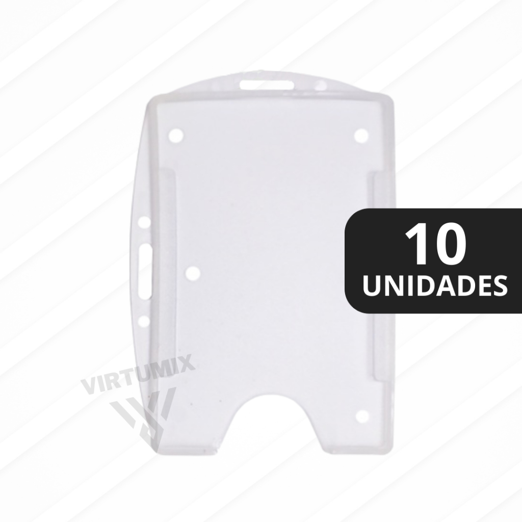 Porta Crachá Vertical e Horizontal Rígido Transparente - 10 Unidades