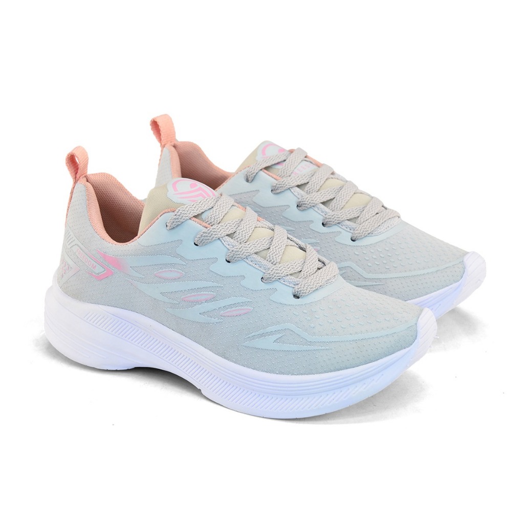 Tenis Feminino Escolar Academia Original FREEDOM Corrida Caminhada Lançamento CINZA ROSA BEBE