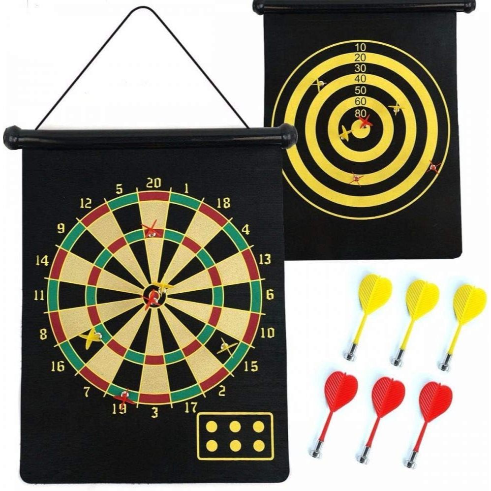 Jogo De Dardos Profissional Magnético Tiro Ao Alvo Dupla Face Dobrável 38x45