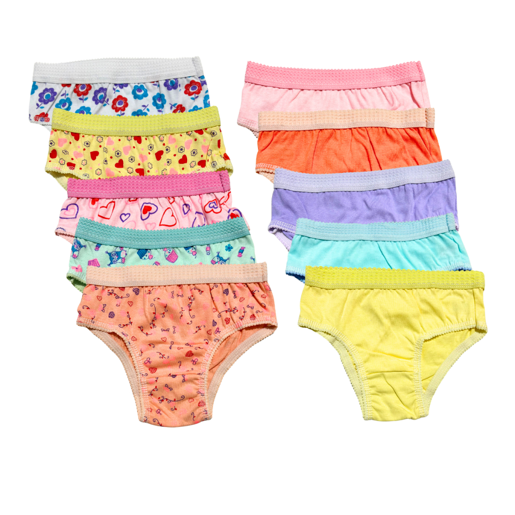 10 Calcinha Infantil Menina 100% Algodão Estampada Lisa com Elástico Resistente