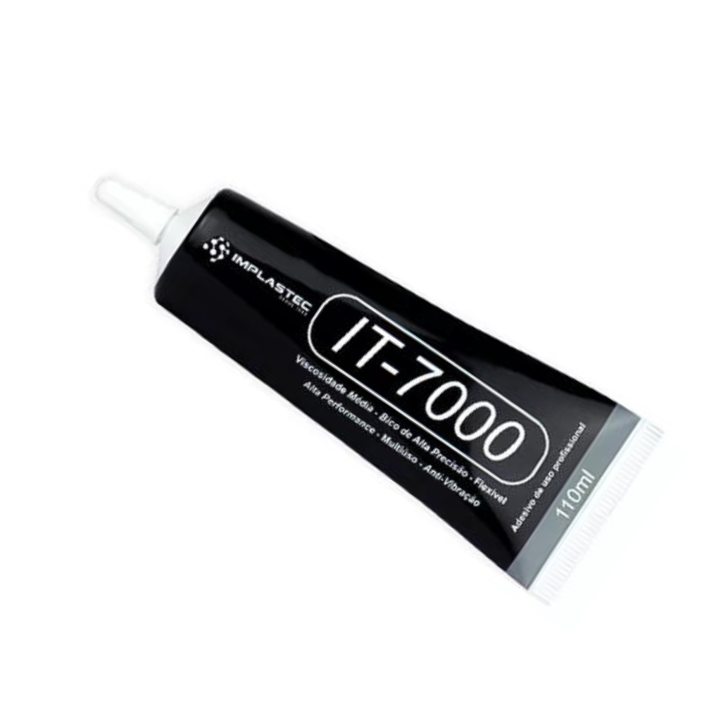 Cola Preta para colar tela de celular T7000 LCD multiuso profissional preta 110ml Implastec IT-7000