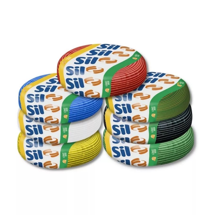 Fio Cabo Flexível Antichama SIL 2,5mm Rolo 100 Metros 750v Todas as Cores - Original Sil