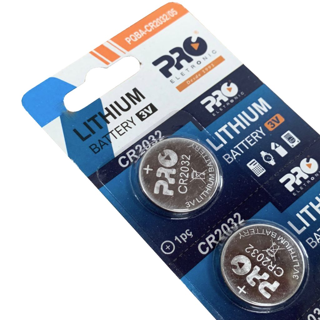 Bateria Lithium 2032 com 5 unidades - Qualidade Alta - Produto Original Proeletronic