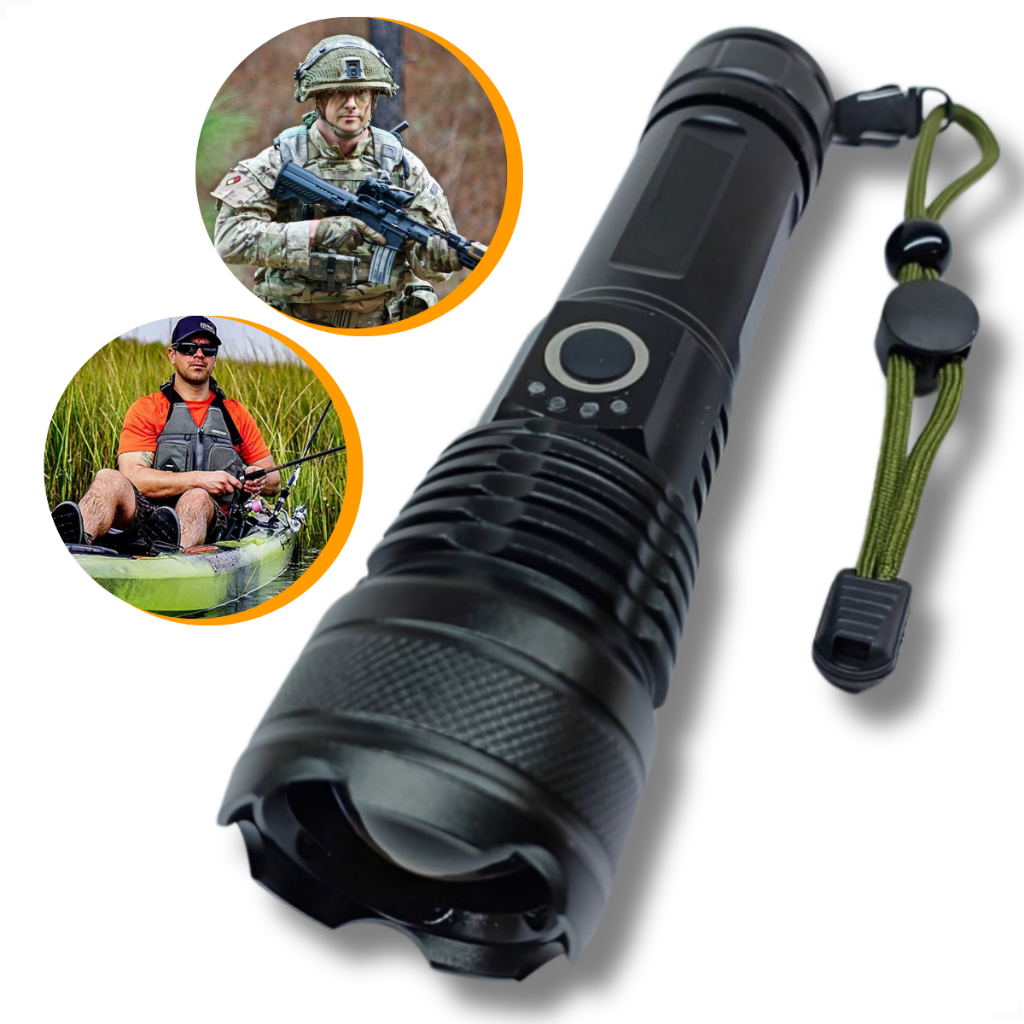 Lanterna Super Potente T9 P50 Tática Mais Forte Do Mundo Sitio Fazenda Acampamento Camping Segurança Recarregável USB