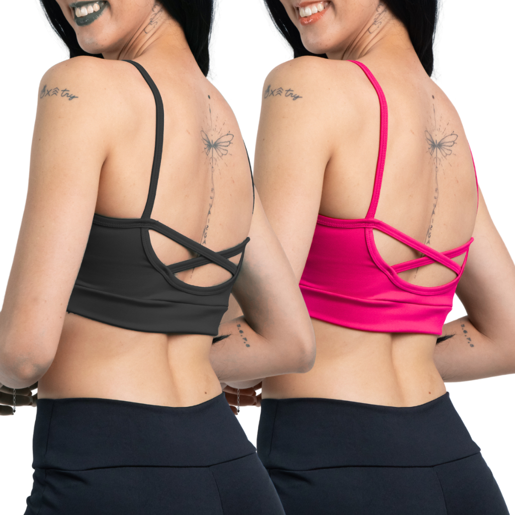 KIT 02 Top Academia Alcinha Fitness Com Cruzado nas Costas Suplex Power - Costas Xis Top Fitness Varias Cores