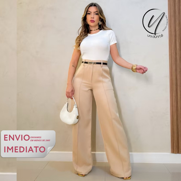 Calça Pantalona Alfaiataria Social ZARA C/ Cinto Modelo Virginia Casual Luxo Moda Blogueira 2025