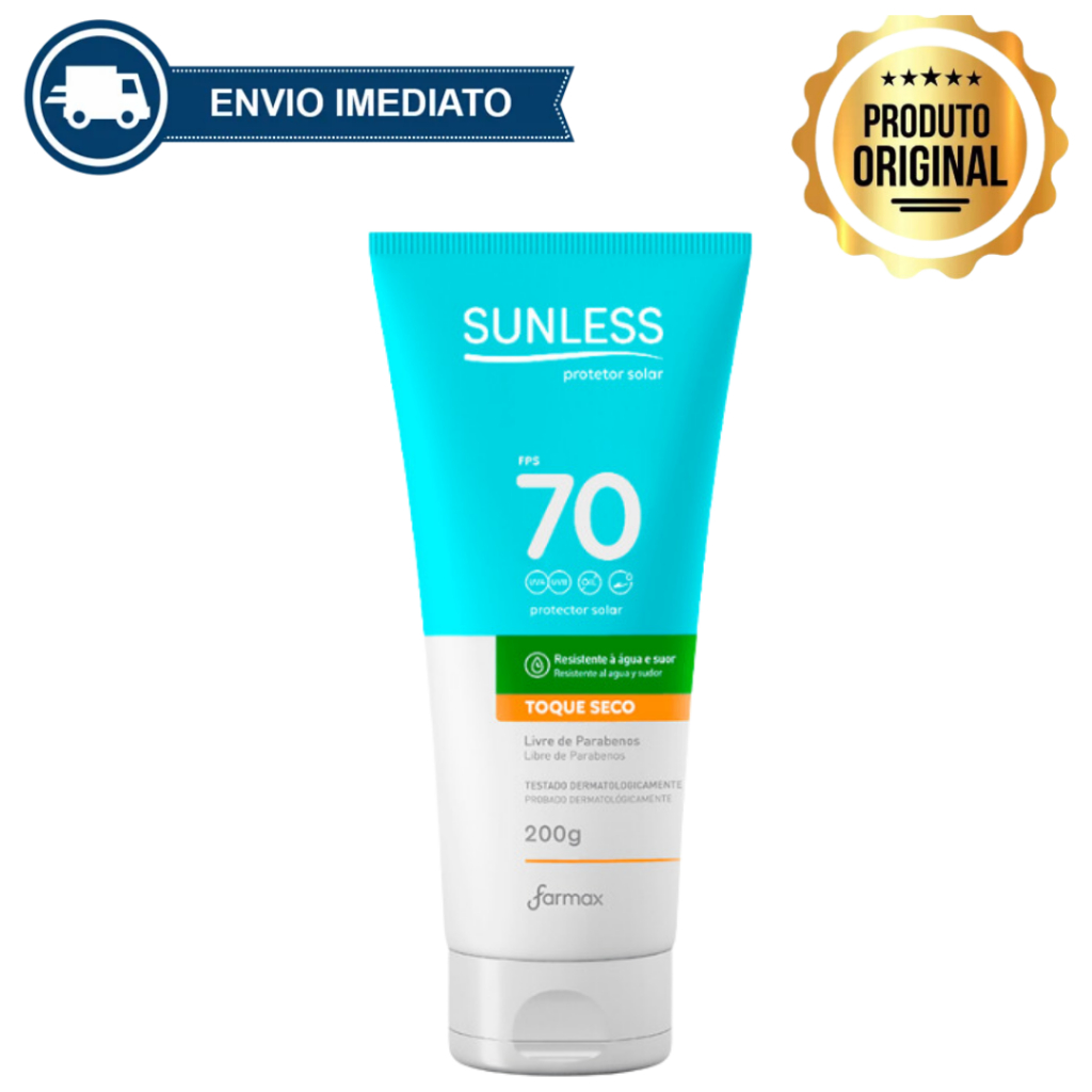 Protetor Solar Corporal e Facial Toque Seco e Longa Duração Sunless 200g Envio Imediato