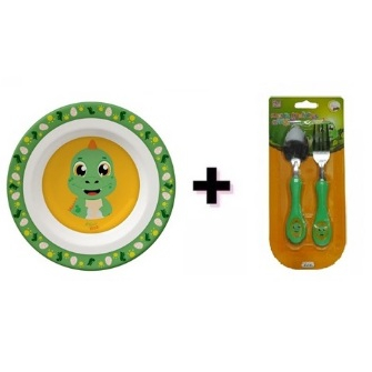 Kit Tigela + Talheres Colher E Garfo Infantil Bebe Criança Pote Alimentação Menino