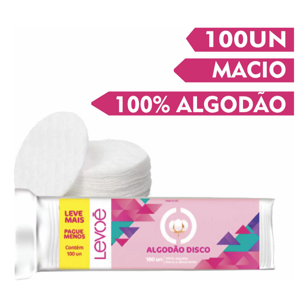 Algodão Em Disco Limpeza Facial Maquiagem 100un
