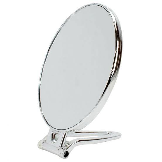 Espelho oval duplo de maquiagem de mão ou mesa  RF