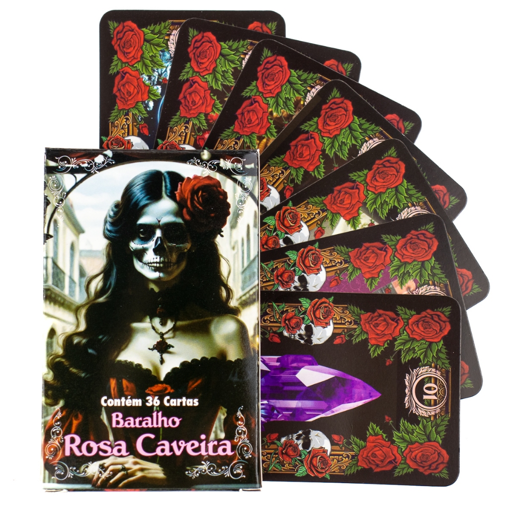 Baralho Rosa Caveira 36 Cartas Com Manual