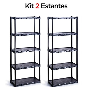 KIT 2 Estante com 5 Prateleira Organizadora Modular Multiuso para Cozinha Quarto Livros Sapateira