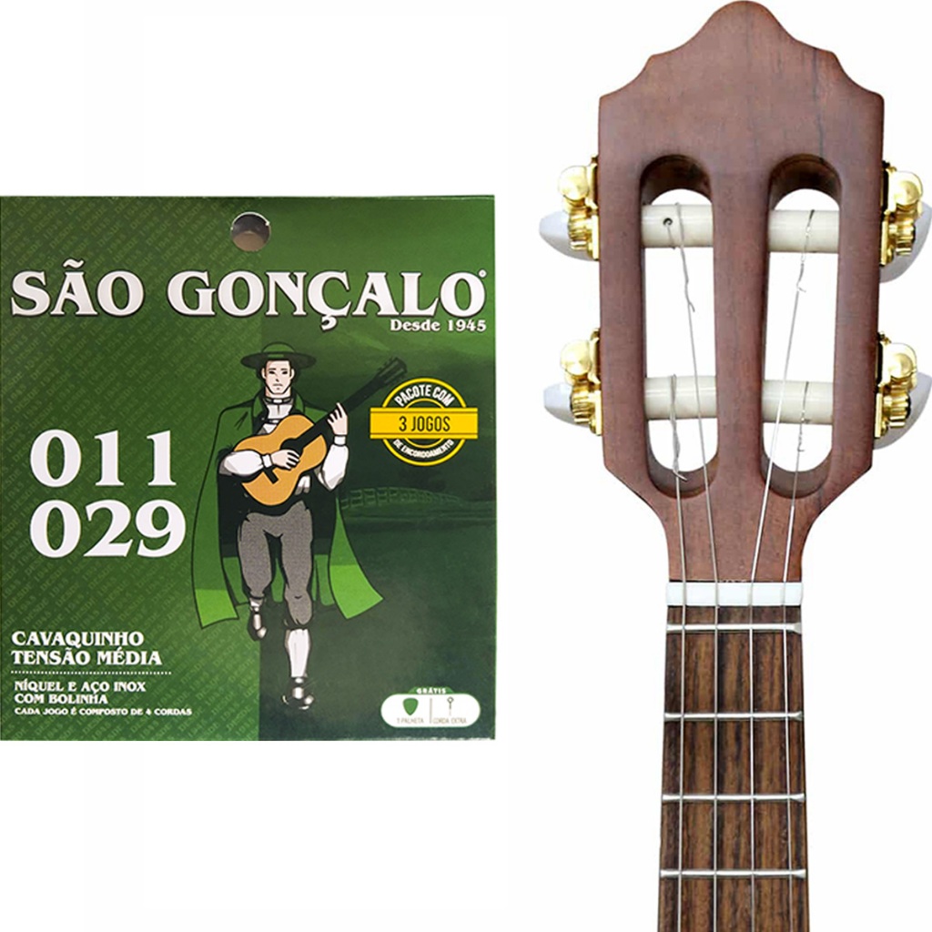 Kit 3 Encordoamento São Gonçalo Cordas p/ Cavaco com Bolinha