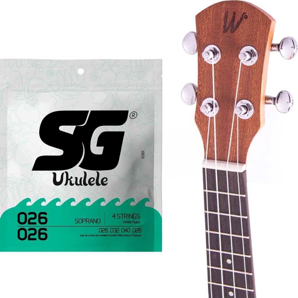 Encordoamento Ukulele Soprano Nylon Branco SG Cordas 026