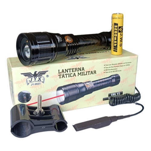 Lanterna   LED V3 Foco Redondo Luz Foco Branco Zoom Jws. Cor da lanterna Preto