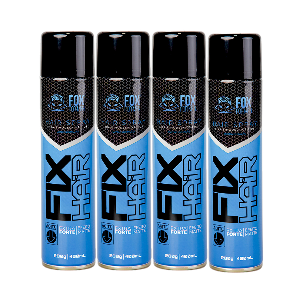 Laquê Hair Spray 400ml/280g - Fox For Men - 4 Unidades