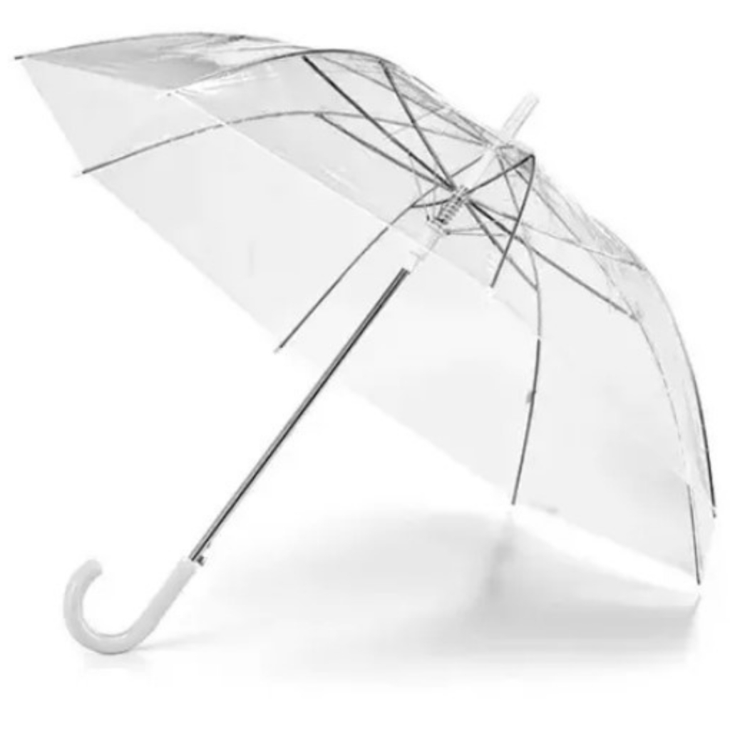 221 - Guarda Chuva Transparente Automático Com Cabo 70cm de Comprimento Modelo Bengala