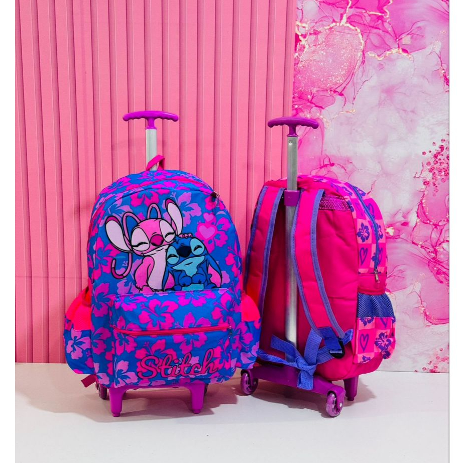Mochila Escolar Infantil Sticht e Lilo de Rodinhas Exclusiva
