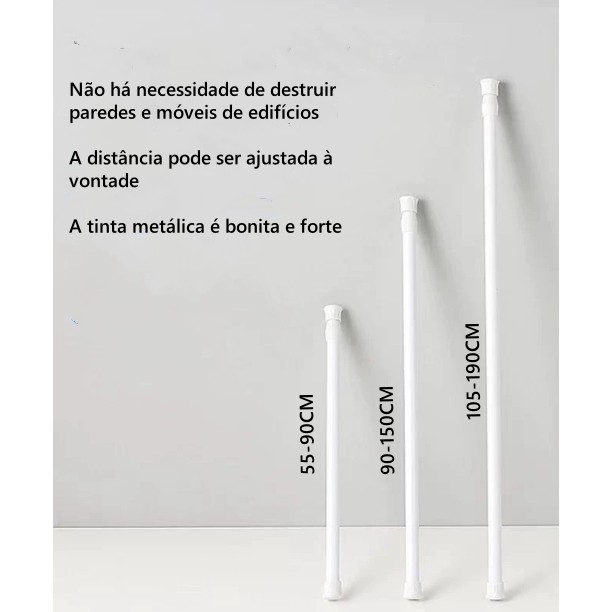 Varão Extensível porta Cortina Para Banheiro Box bastão provador