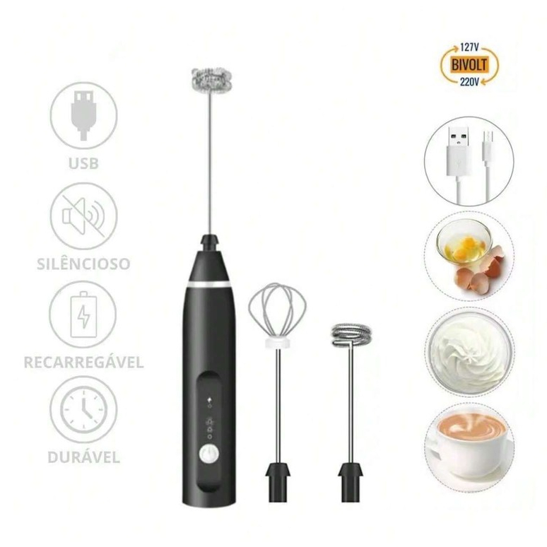 Mini Mixer 2 Em 1 Eletrico Misturador De Bebida Espuma Leite Usb REecarregável