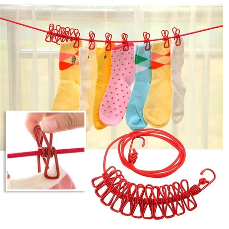 Linha Varal De Roupa De Secagem Multifuncional De 180cm Com 12 Clipes