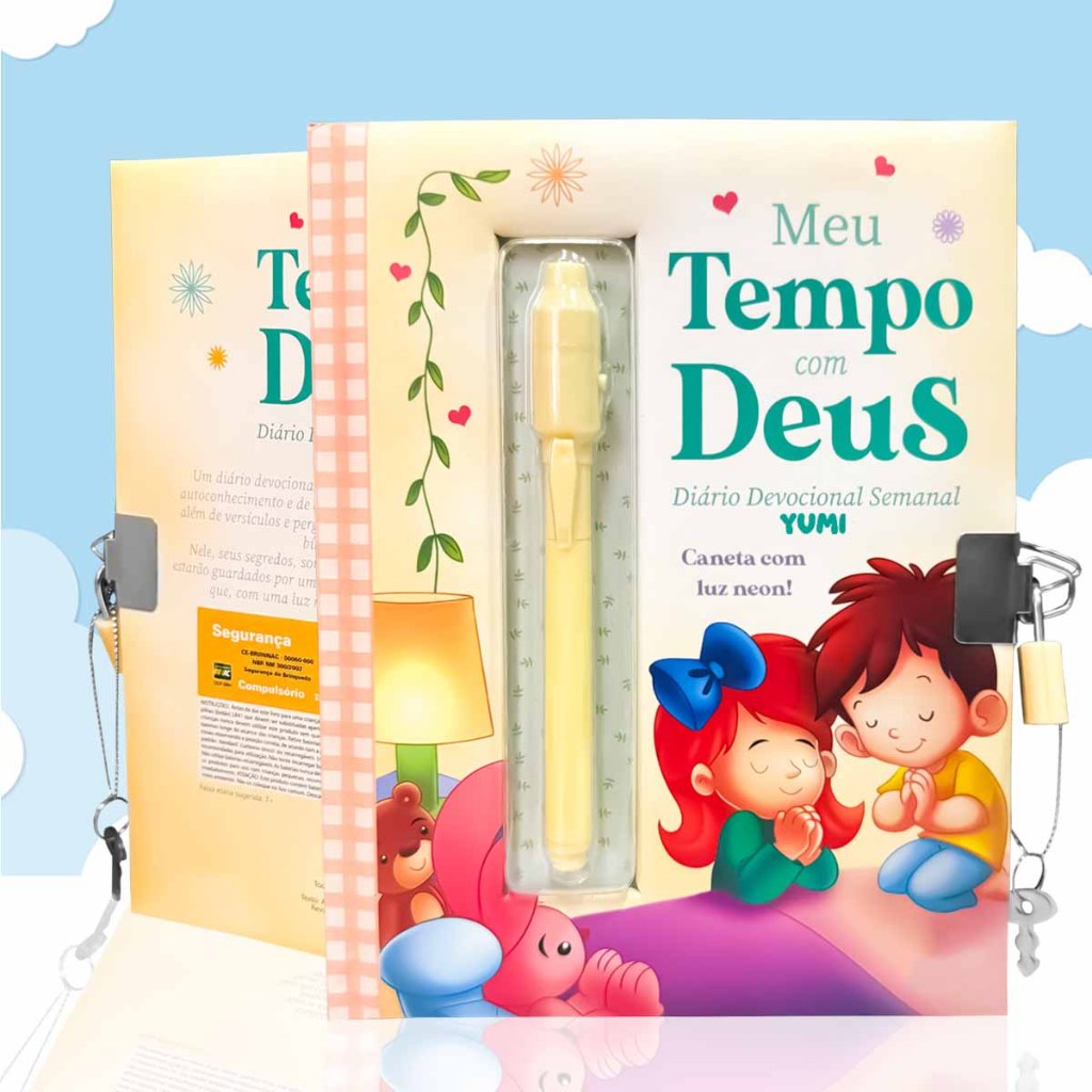 Livro Infantil Devocional Tempo com Deus - Diário Infantil Devocional + Caneta Mágica