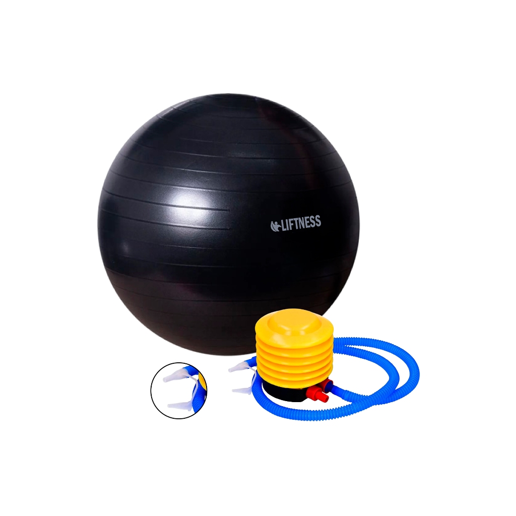 Bola de Ginástica Suíça Yoga Pilates 65cm Bola de Pilates Inflável Anti Estouro Preta