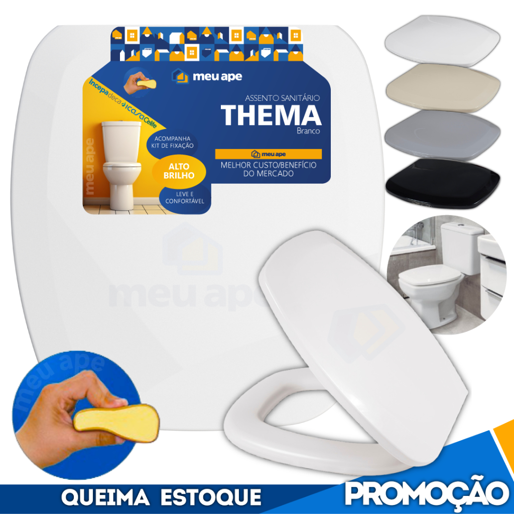 Assento Sanitário Tampa Vaso Almofadado Retangular Quadrado Thema Incepa 1.6gpf/6lpf