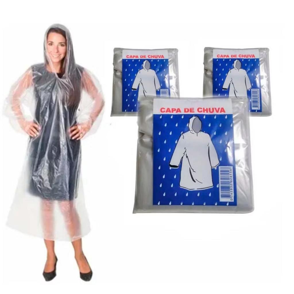 Kit 10 Capa de Chuva Descartável Transparente Impermeavel Capa Para Show e Eventos, Trabalho ao Ar Livre