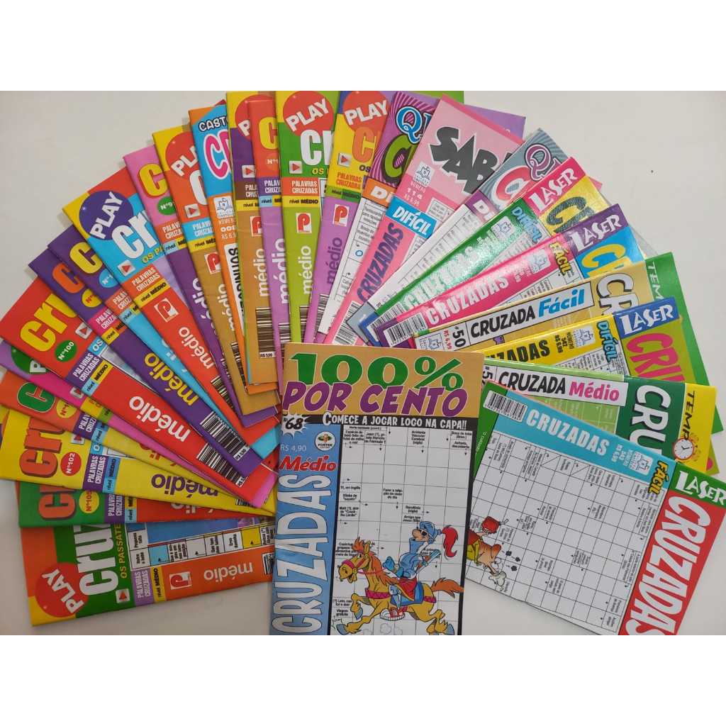 Kit 40 Livros Revistas de Jogos Passatempos PALAVRAS CRUZADAS sem repetição