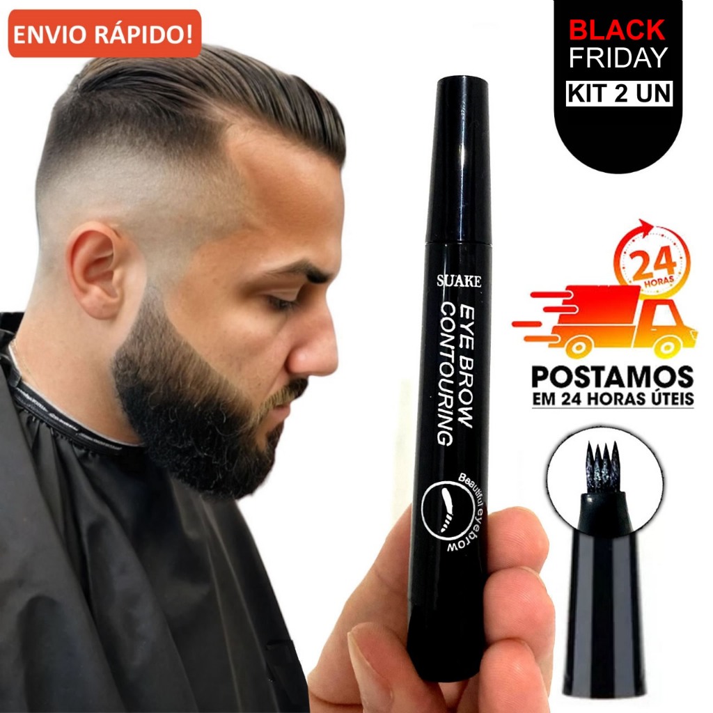 Caneta Preenchimento de Barba e sobrancelha A Prova D'agua e Suor 24horas Beleza Masculina