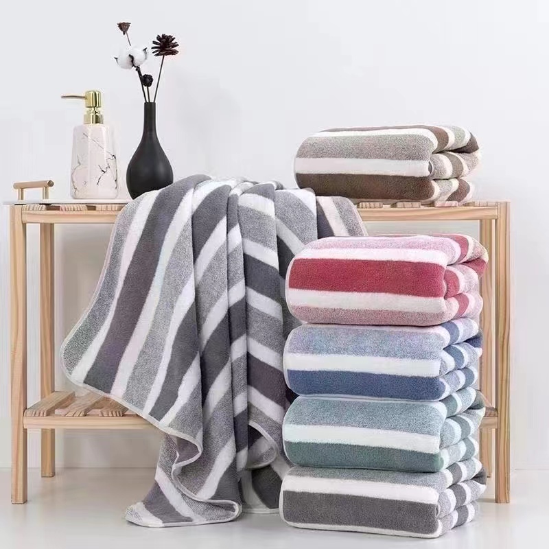 Toalha de Banho Coral de Veludo Adulto Toalha Absorvente macia Toalha Listrada 888