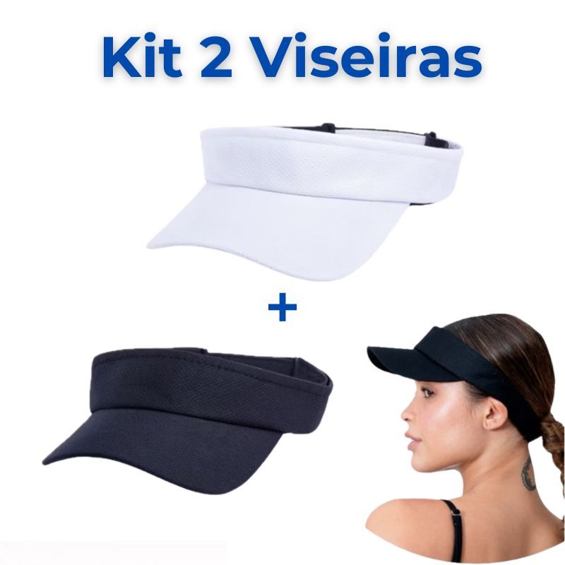 Kit 2 Boné Viseira Proteção UV Esportes Praia Corrida Ajustável