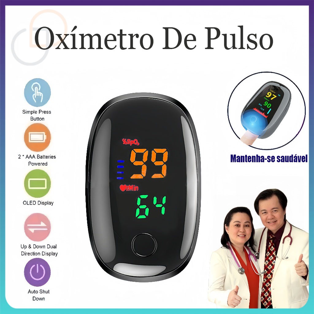 Oximetro de Pulso Digital Medidor de Saturação Oxigênio