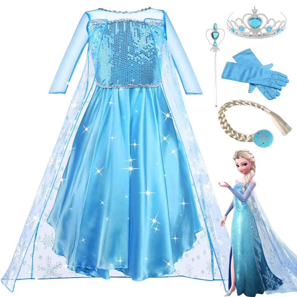 Fantasia Vestido Infantil Elsa Frozen COM Acessorios e SEM Acessórios Festa Hallowen Crianças