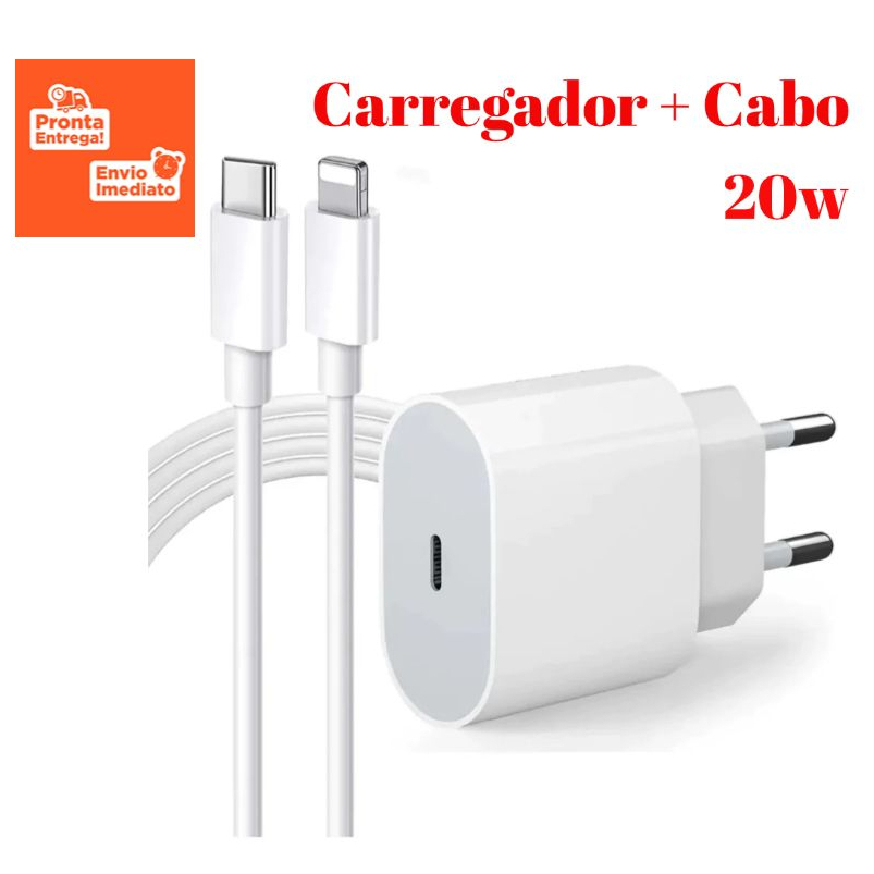 Kit Carregador Turbo Lightning De iPhone Fonte com Cabo Carregamento Rápido 1m PD 20w - Promoção