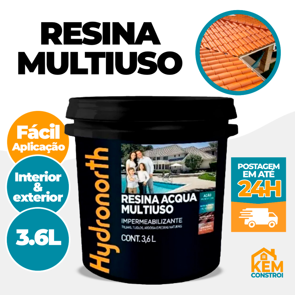 Resina Acrilica Multiuso a Base D'água Acqua Balde 3,6L Varias Cores Hydronorth