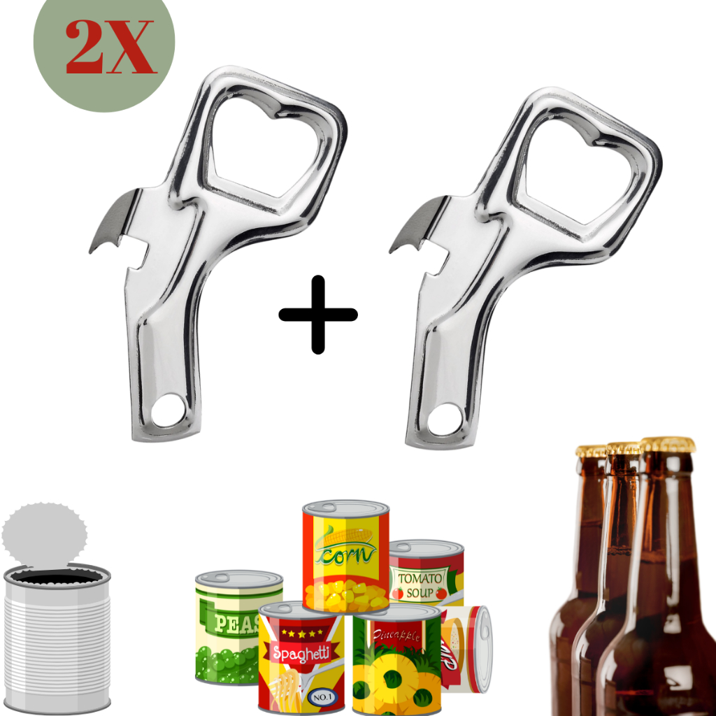 Kit 2 Abridor Multifuncional em Aço Inox Compacto e Durável