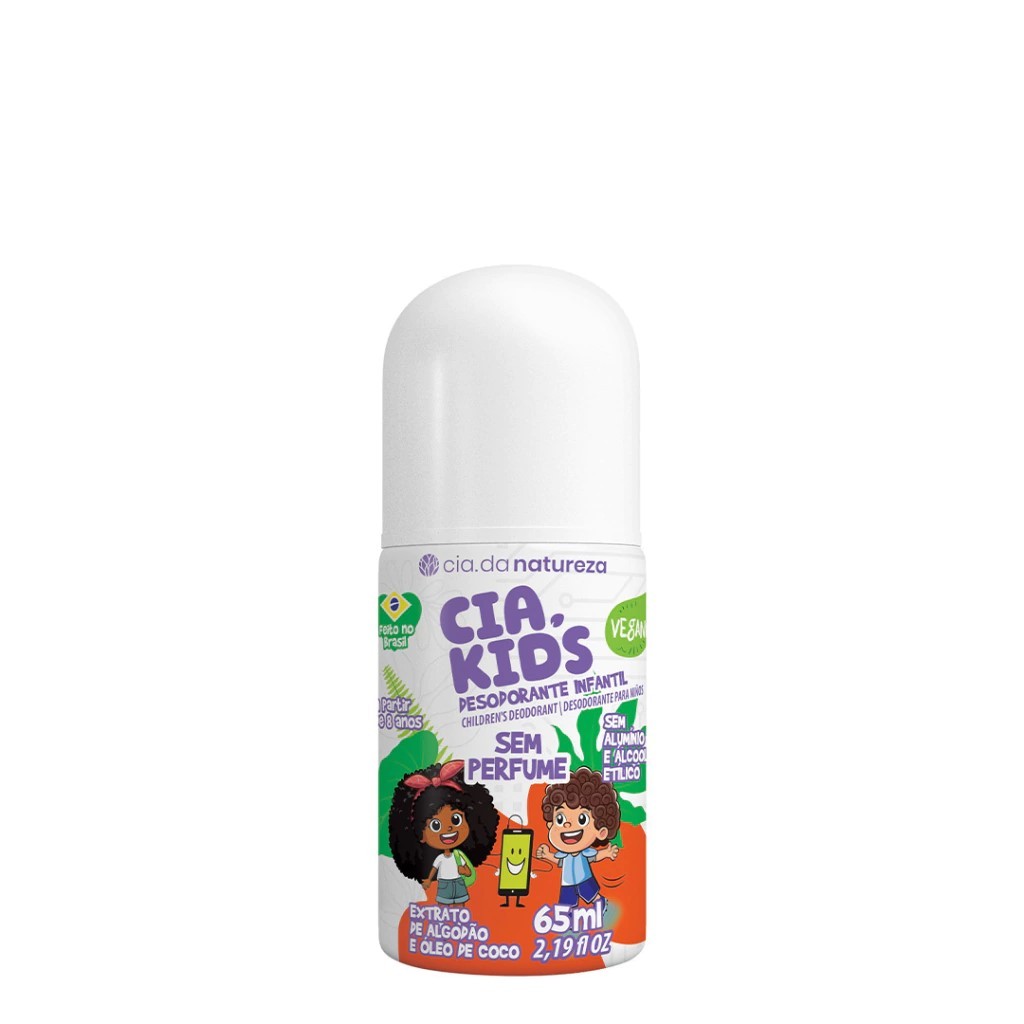 Deo roll on algodao sem perfume cia kids 65ml
