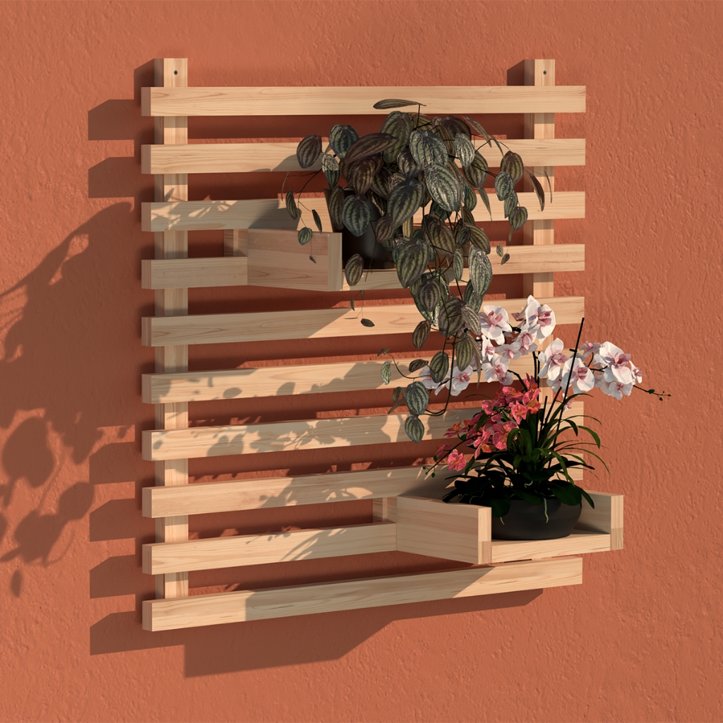 Jardim Vertical Painel Madeira Floreira Horta Treliça Modular
