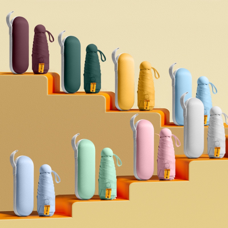 Guarda-chuva Cápsula Portátil Ultraleve E Compacta Umbrella Proteção UV Five-fold Umbrella