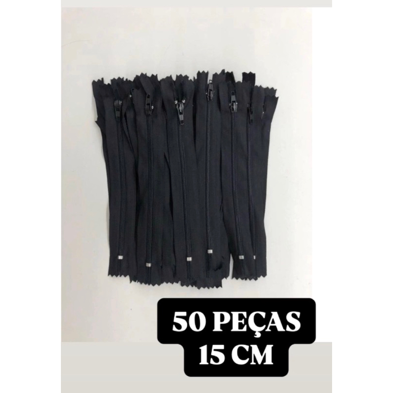 ZÍPER NYLON COMUM 15 E 18 CM PRETO
