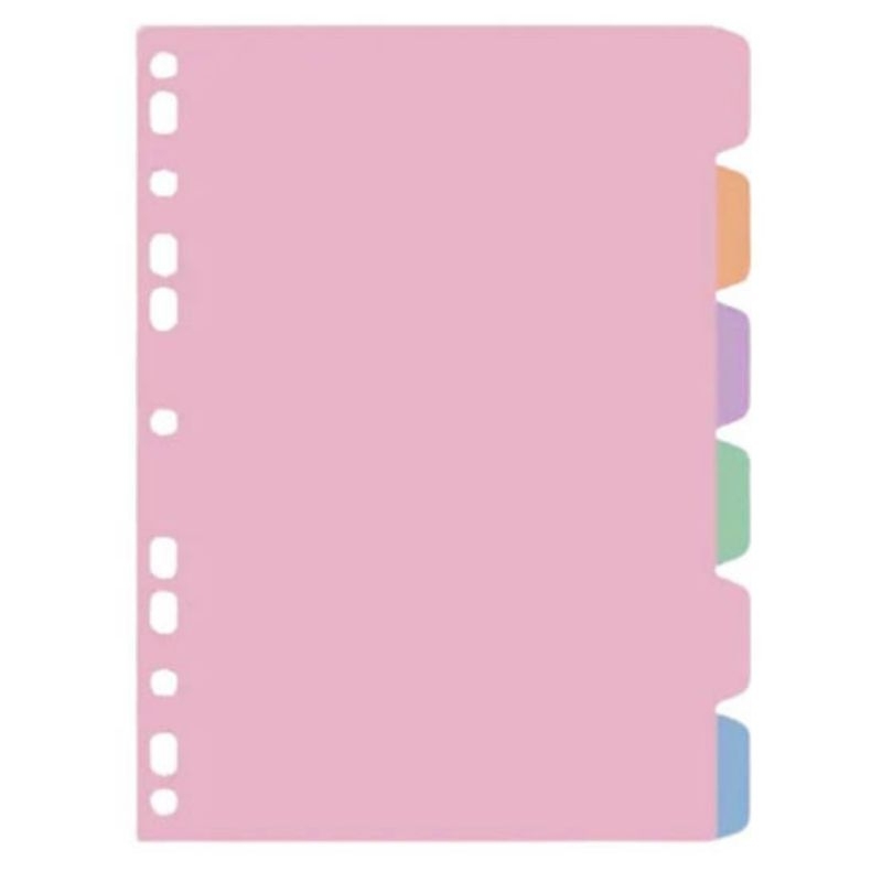Divisória para fichário plástica A4 PVC tons pastel 6 unidades ACP