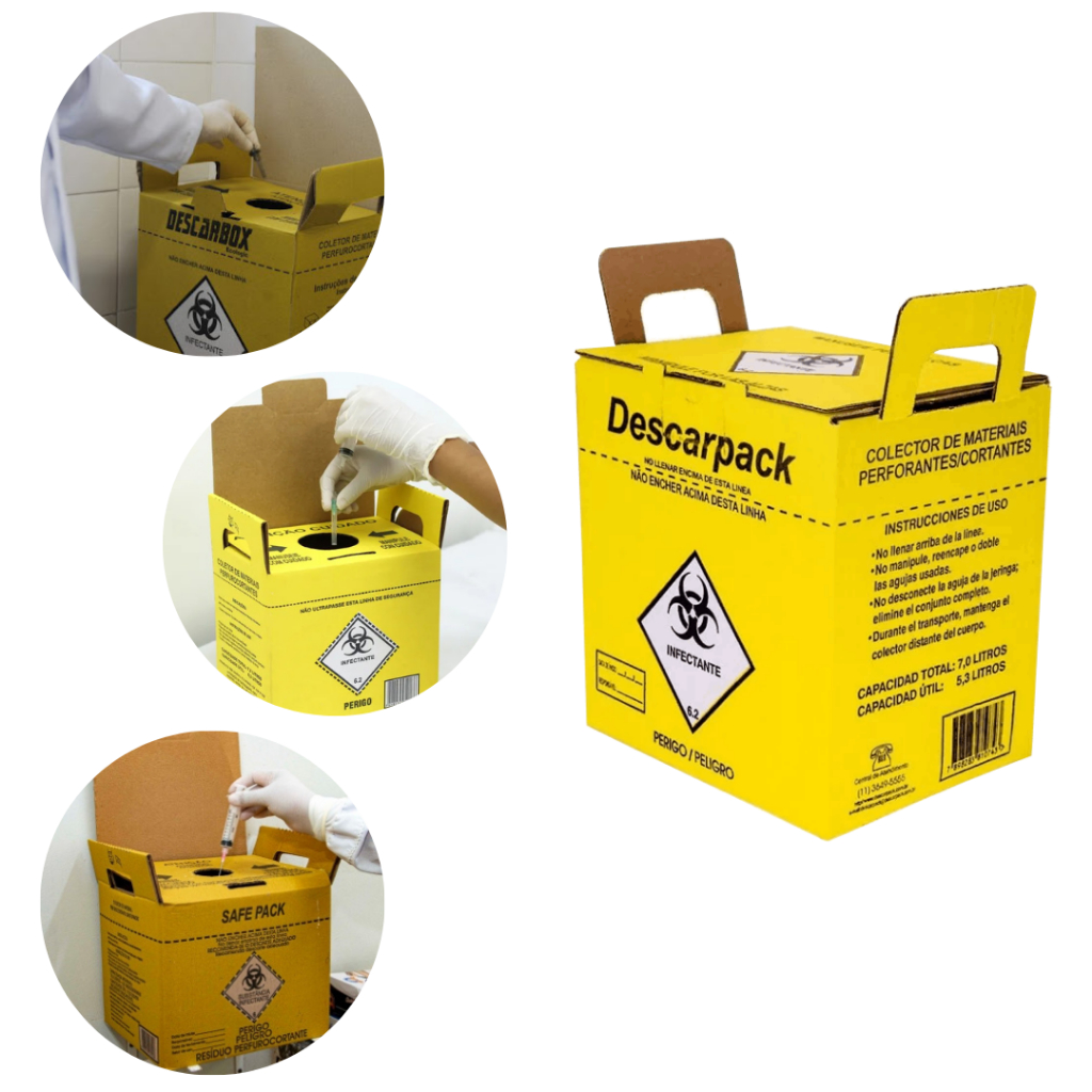 Caixa Coletora Para Material Perfuro Cortante 3 Litros Descarpack