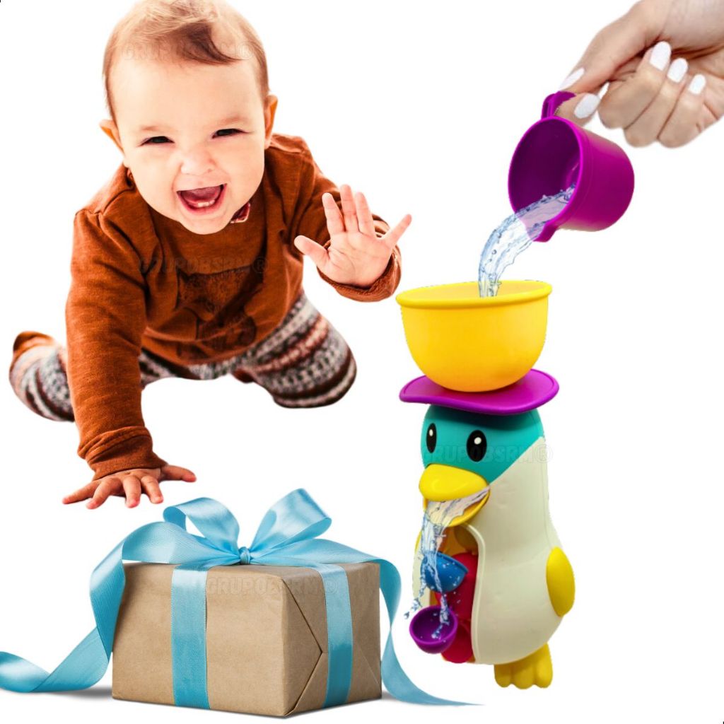 Brinquedo chuveiro Pinguim Cascata de Água distração do bebê 1 ano presente menino natal aniversario