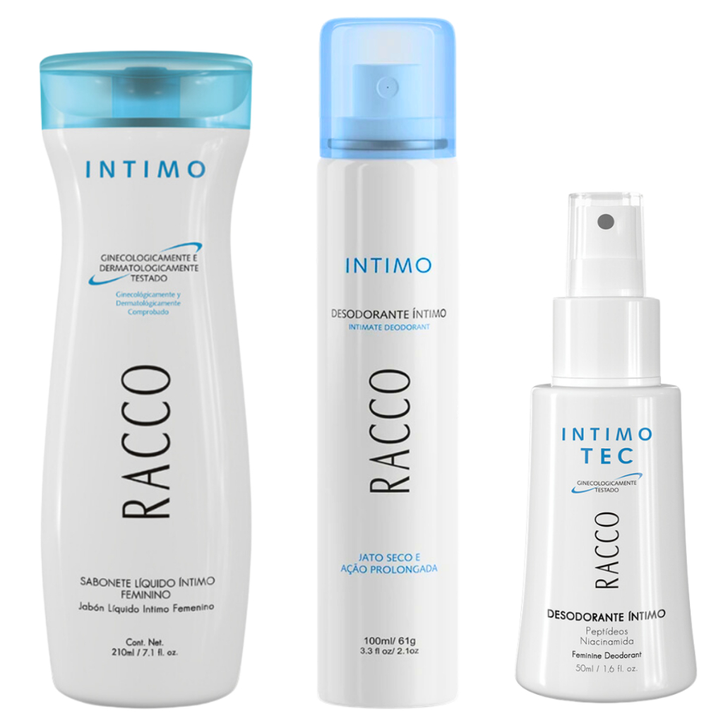 Kit Íntimo Racco Sabonete + Jato Seco + Clareador De Virilha Original Higiene Íntima Feminina