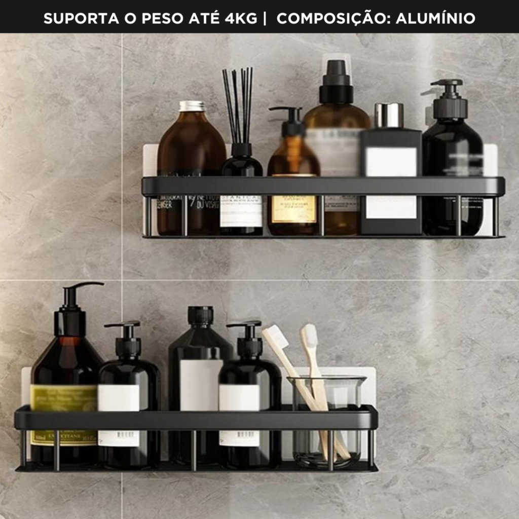 Suporte De Banheiro Organizador - Porta Shampoo E Sabonete Sem Furo - AV