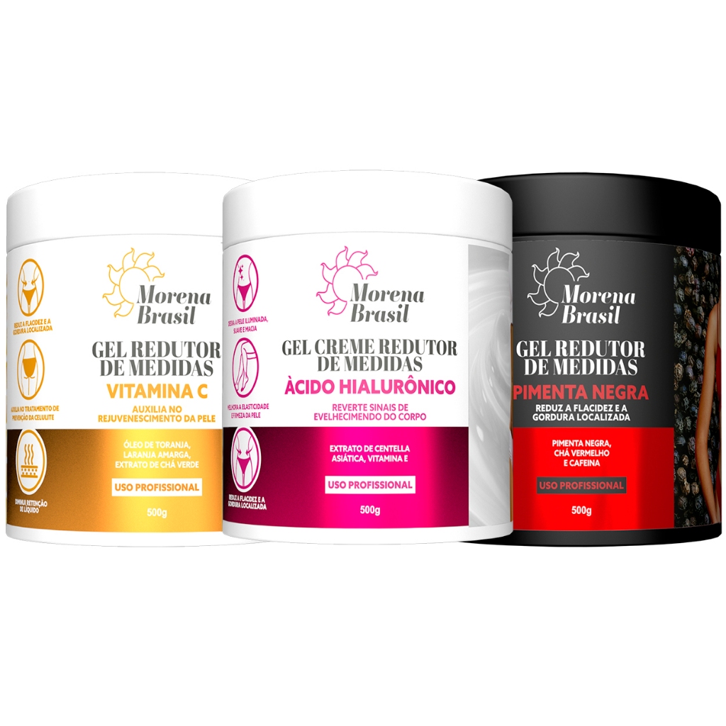 Kit Gel Redutor de Medidas Morena Brasil - Redução de Celulites, Gordura Abdominal, Previne Flacidez